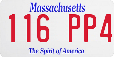 MA license plate 116PP4
