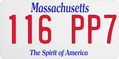 MA license plate 116PP7
