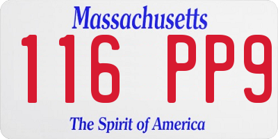 MA license plate 116PP9