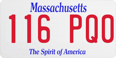 MA license plate 116PQ0