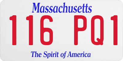 MA license plate 116PQ1