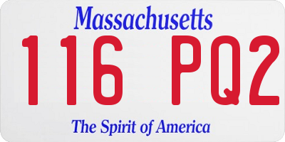 MA license plate 116PQ2