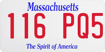 MA license plate 116PQ5