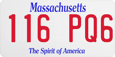 MA license plate 116PQ6