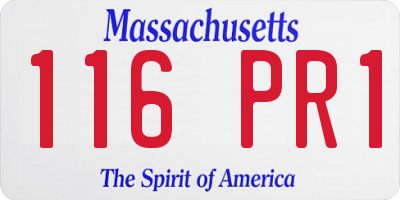 MA license plate 116PR1