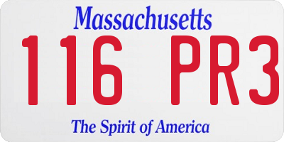 MA license plate 116PR3