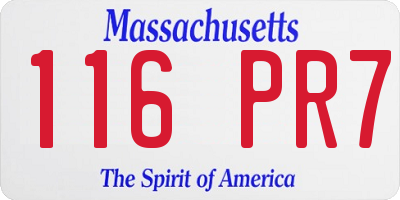 MA license plate 116PR7