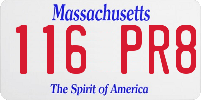MA license plate 116PR8