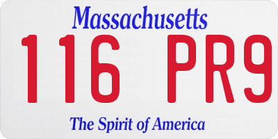 MA license plate 116PR9