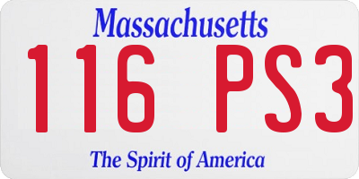 MA license plate 116PS3