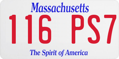 MA license plate 116PS7