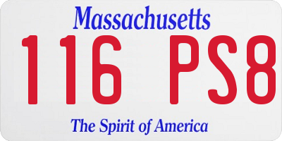 MA license plate 116PS8