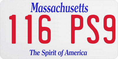 MA license plate 116PS9