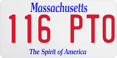 MA license plate 116PT0