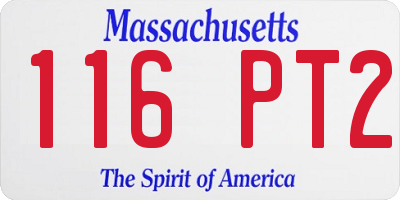MA license plate 116PT2