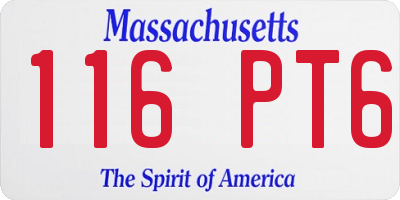 MA license plate 116PT6