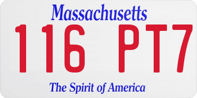 MA license plate 116PT7