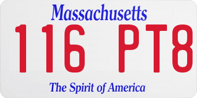 MA license plate 116PT8