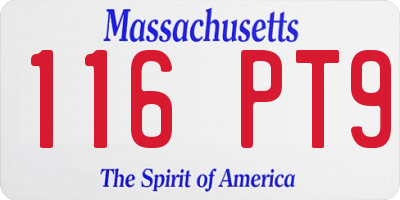 MA license plate 116PT9