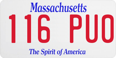 MA license plate 116PU0