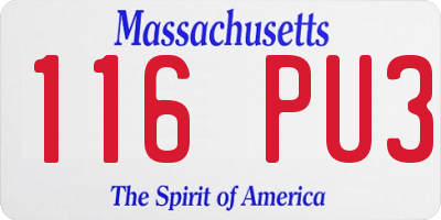 MA license plate 116PU3