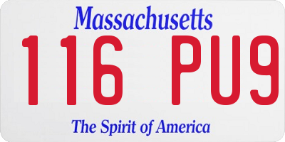 MA license plate 116PU9