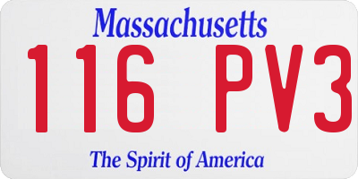 MA license plate 116PV3