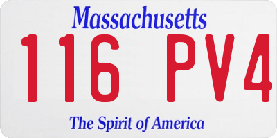 MA license plate 116PV4