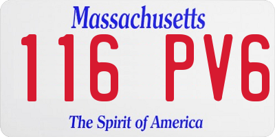 MA license plate 116PV6