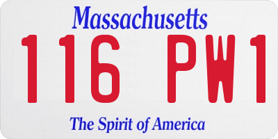 MA license plate 116PW1