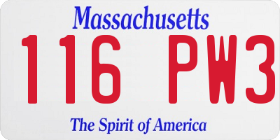 MA license plate 116PW3