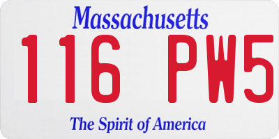 MA license plate 116PW5