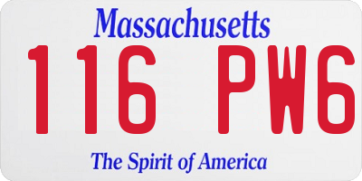 MA license plate 116PW6