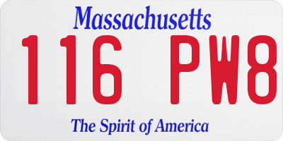 MA license plate 116PW8