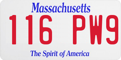 MA license plate 116PW9