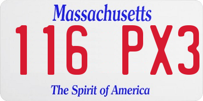 MA license plate 116PX3
