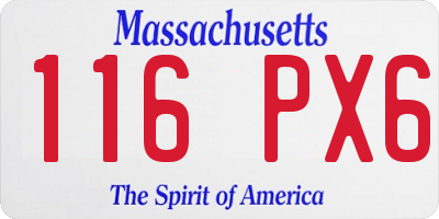 MA license plate 116PX6