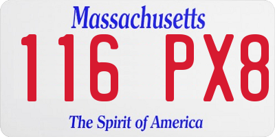 MA license plate 116PX8