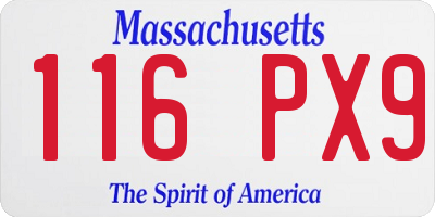 MA license plate 116PX9