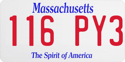MA license plate 116PY3
