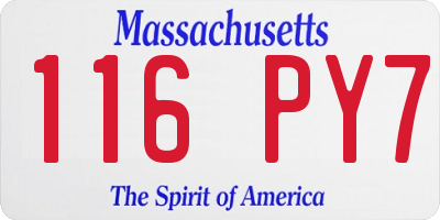 MA license plate 116PY7