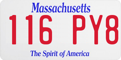MA license plate 116PY8