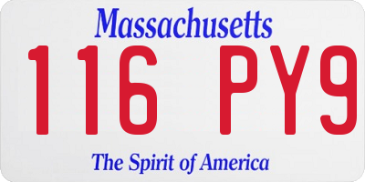 MA license plate 116PY9