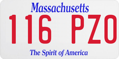 MA license plate 116PZ0
