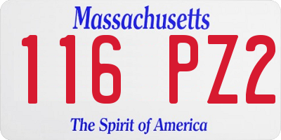 MA license plate 116PZ2