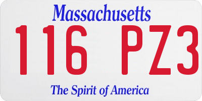 MA license plate 116PZ3
