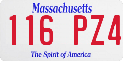 MA license plate 116PZ4
