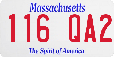 MA license plate 116QA2