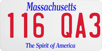 MA license plate 116QA3