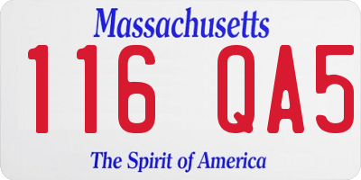 MA license plate 116QA5